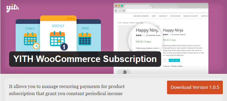 YITH Woocommerce subscriptions